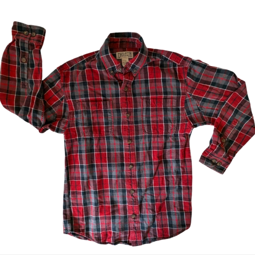 Duluth Trading Co. Men's red and grey flannel shirt size small
